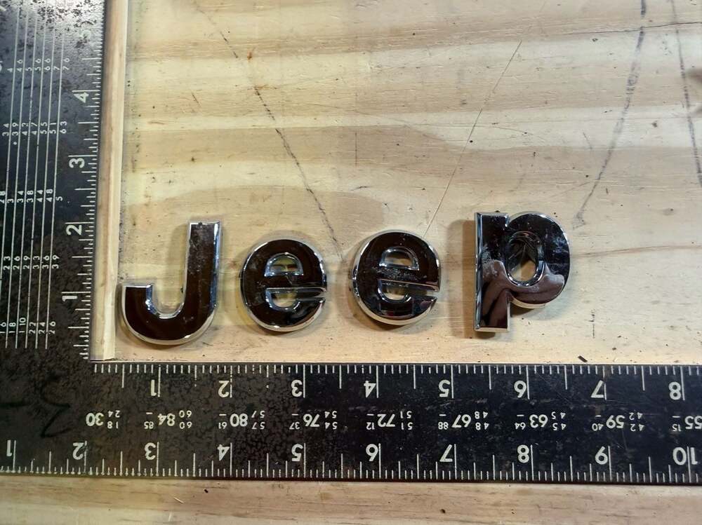 OEM Jeep Chrome Hood Emblem Lettering Badge Set